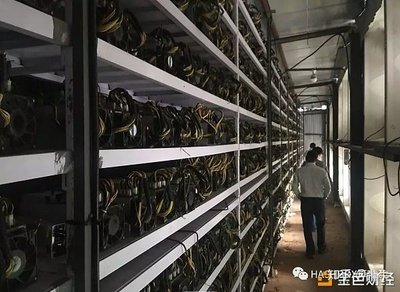 A mining farm filled with rows of operating mining machines