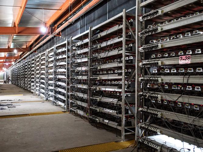 A powerful mining rig humming with activity, showcasing the intricate network of graphic cards.